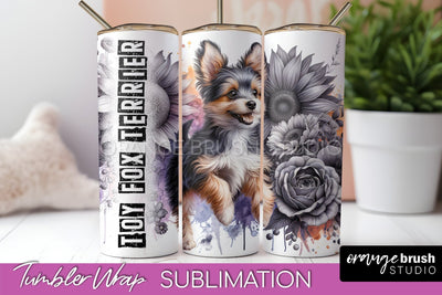 Dog Tumbler Wrap - Dog Mom Floral Tumbler Sublimation Sublimation OrangeBrushStudio 