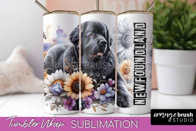 Dog Tumbler Wrap - Dog Mom Floral Tumbler Sublimation Sublimation OrangeBrushStudio 