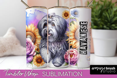 Dog Tumbler Wrap - Dog Mom Floral Tumbler Sublimation Sublimation OrangeBrushStudio 