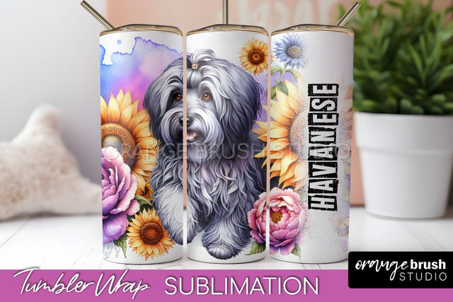 Dog Tumbler Wrap - Dog Mom Floral Tumbler Sublimation Sublimation OrangeBrushStudio 