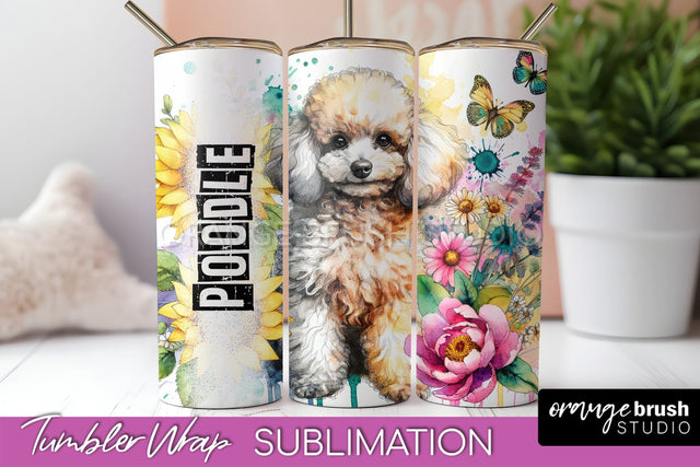 Dog Tumbler Wrap - Dog Mom Floral Tumbler Sublimation Sublimation OrangeBrushStudio 