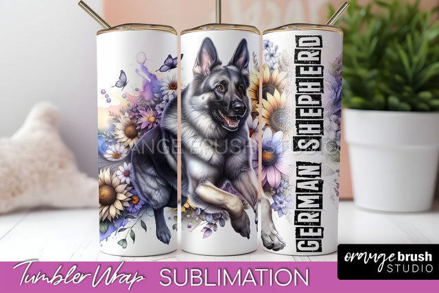 Dog Tumbler Wrap - Dog Mom Floral Tumbler Sublimation Sublimation OrangeBrushStudio 
