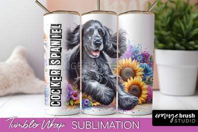 Dog Tumbler Wrap - Dog Mom Floral Tumbler Sublimation Sublimation OrangeBrushStudio 