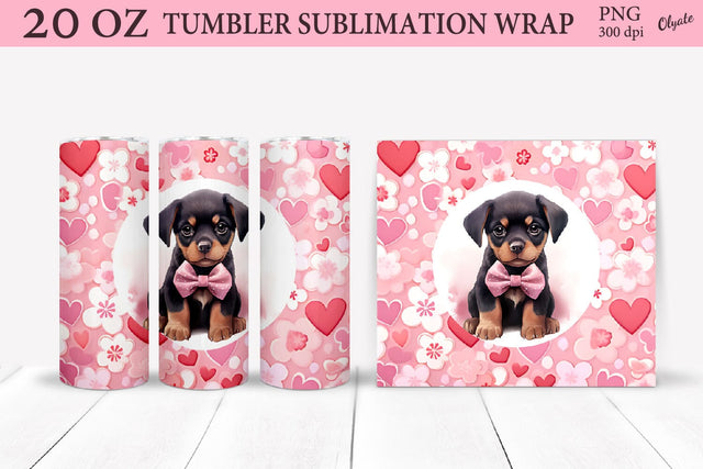 Dog Tumbler Wrap PNG. Valentines Day Tumbler Wrap PNG Sublimation Olga Terlyanskaya 