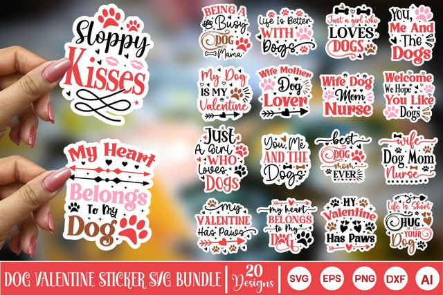 Dog Valentine Sticker SVG Bundle, Valentine Dog Bundle SVG, Valentine Dog Bundle, Dog SVG Bundle, SVGs,Quotes and Sayings,Food & Drink,On Sale, Print & Cut SVG DesignPlante 503 
