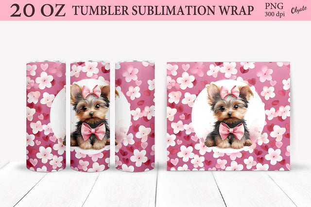 Dog Valentines Day Sublimation PNG. 20 OZ Tumbler Wrap PNG Sublimation Olga Terlyanskaya 