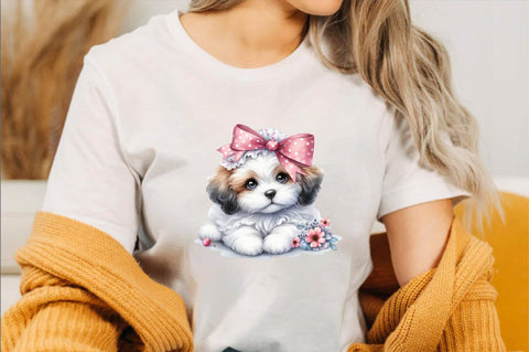 Dog Watercolor сlipart. Cute Puppies Sublimation SVGArt 