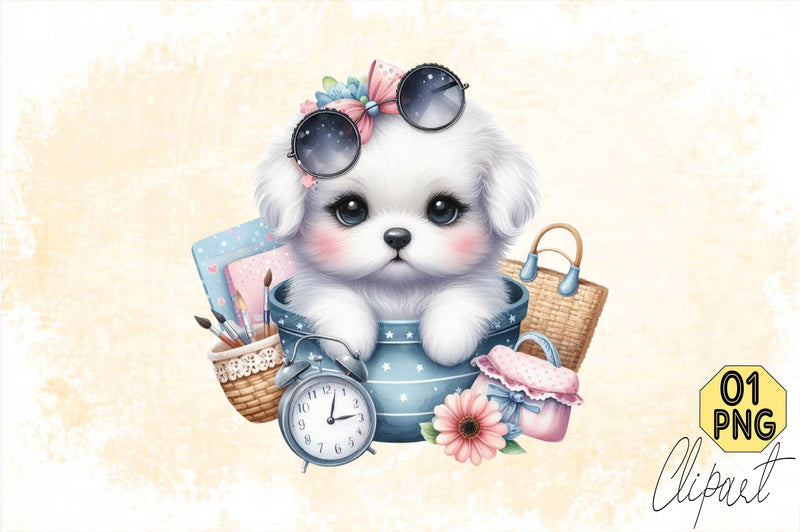Dog Watercolor сlipart. Cute Puppies Sublimation SVGArt 
