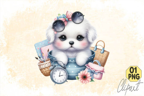 Dog Watercolor сlipart. Cute Puppies Sublimation SVGArt 