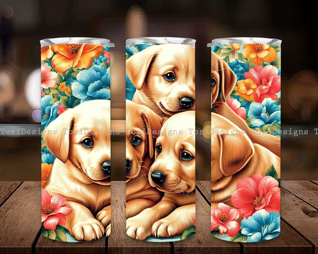 Dog Wildflowers Tumbler Wrap, Dog Wildflowers 20 oz Skinny Tumbler Sublimation Design Template, Colorful Floral Tumbler Design Digital Download PNG Sublimation ToriDesigns 