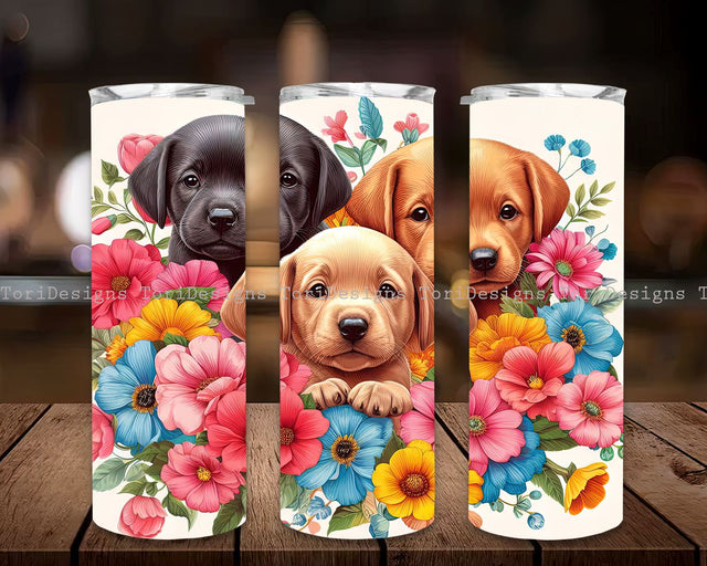 Dog Wildflowers Tumbler Wrap, Dog Wildflowers 20 oz Skinny Tumbler Sublimation Design Template, Colorful Floral Tumbler Design Digital Download PNG Sublimation ToriDesigns 