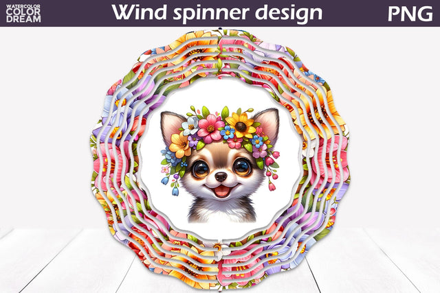 Dog Wind Spinner | Chihuahua Wind Spinner Sublimation WatercolorColorDream 