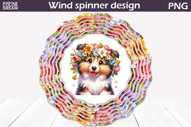 Dog Wind Spinner | Collie Wind Spinner Sublimation WatercolorColorDream 
