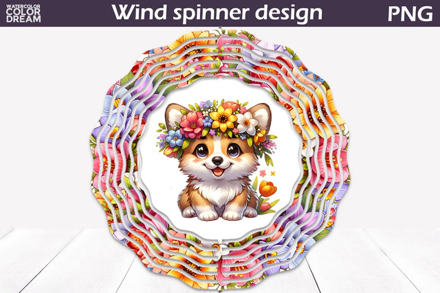 Dog Wind Spinner | Corgi Wind Spinner Sublimation WatercolorColorDream 