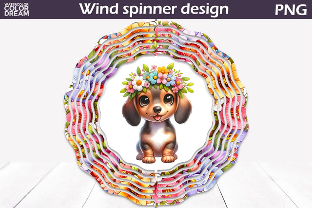 Dog Wind Spinner | Dachshund Wind Spinner Sublimation WatercolorColorDream 