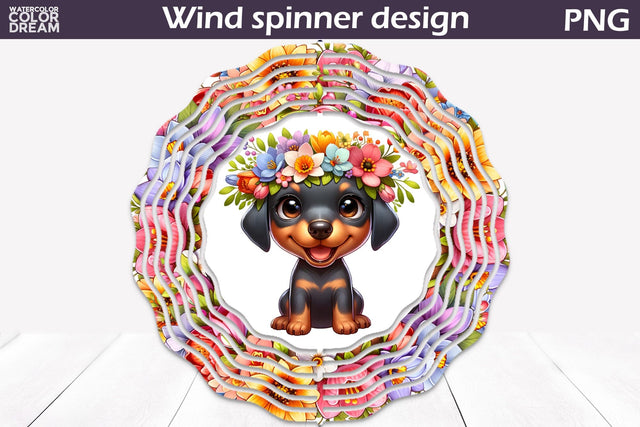 Dog Wind Spinner | Doberman Wind Spinner Sublimation WatercolorColorDream 