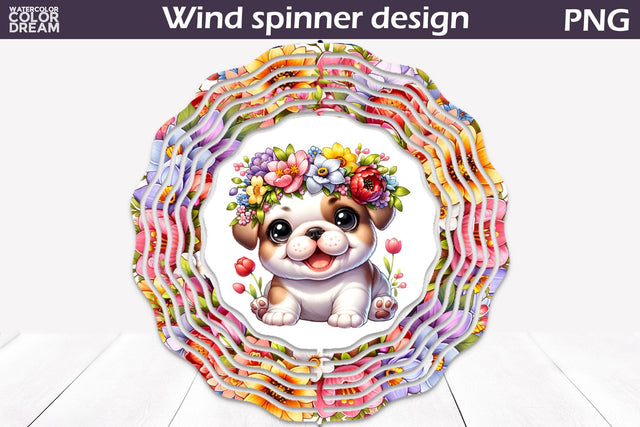 Dog Wind Spinner | English Bulldog Wind Spinner Sublimation WatercolorColorDream 