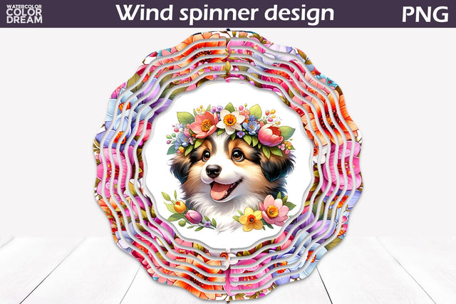 Dog Wind Spinner | English Shepherd Wind Spinner Sublimation WatercolorColorDream 