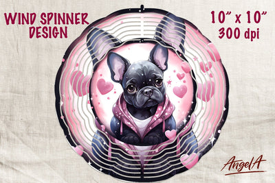 dog wind spinner / french bulldog png / dog with hearts PNG Sublimation Angelina Semenova 