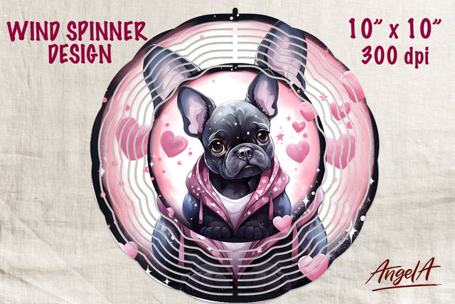 dog wind spinner / french bulldog png / dog with hearts PNG Sublimation Angelina Semenova 