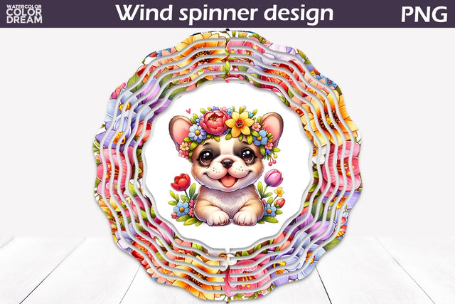 Dog Wind Spinner | French Bulldog Wind Spinner Sublimation WatercolorColorDream 