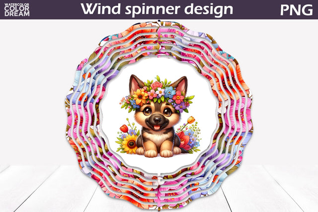 Dog Wind Spinner | German Shepherd Wind Spinner Sublimation WatercolorColorDream 