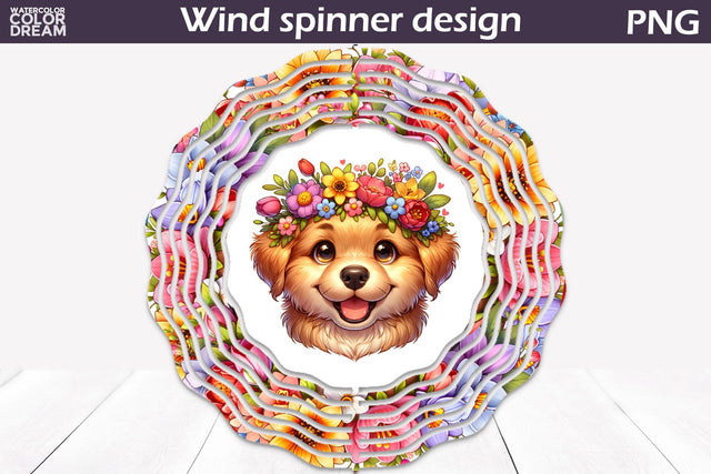 Dog Wind Spinner | Golden Retriever Wind Spinner Sublimation WatercolorColorDream 