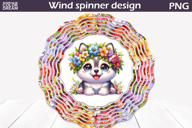 Dog Wind Spinner | Husky Wind Spinner Sublimation WatercolorColorDream 