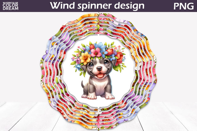 Dog Wind Spinner | Pit Bull Wind Spinner Funny Sublimation WatercolorColorDream 