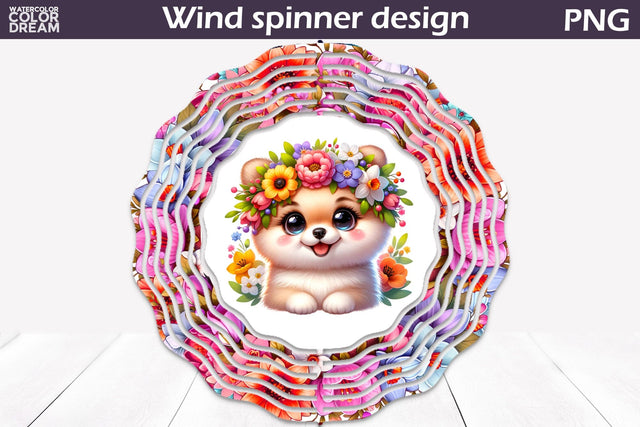 Dog Wind Spinner | Pomeranian Wind Spinner Sublimation WatercolorColorDream 