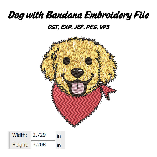Dog with Bandana Embroidery File Embroidery/Applique DESIGNS Stitched Haus 