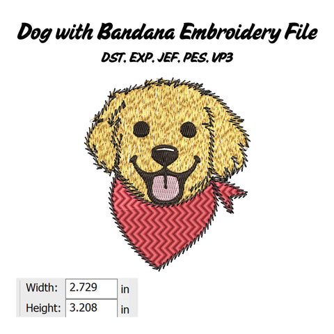 Dog with Bandana Embroidery File Embroidery/Applique DESIGNS Stitched Haus 