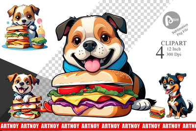 Dog with Sandwich Clipart Sublimation artnoy 