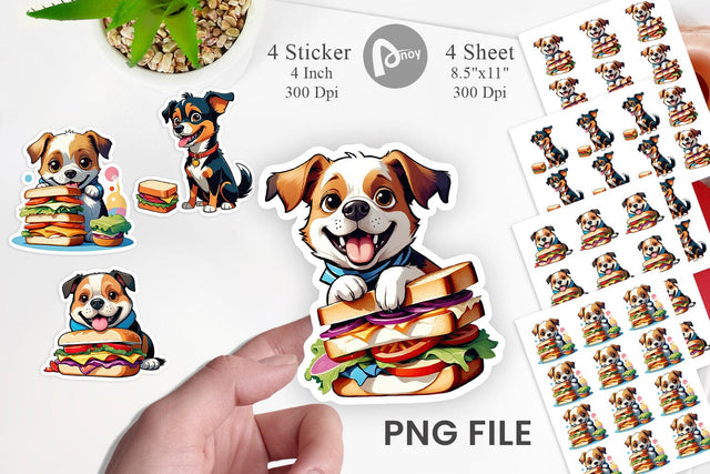 Dog with Sandwich Sticker Sublimation artnoy 