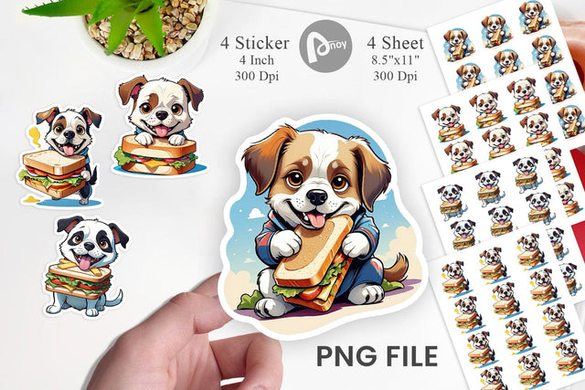 Dog with Sandwich Sticker Sublimation artnoy 