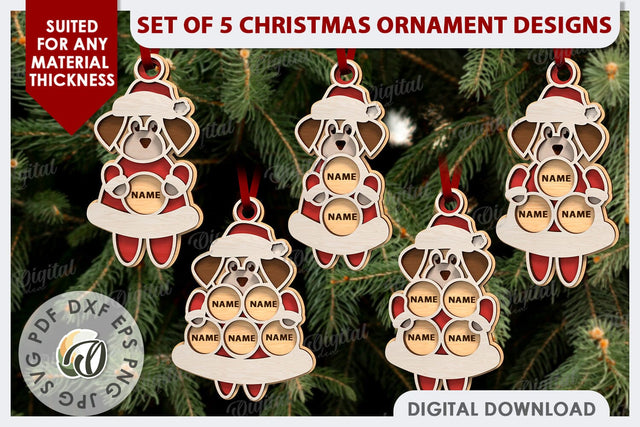 Dogs Christmas Ornaments Laser Cut. Family Ornaments SVG SVG Evgenyia Guschina 