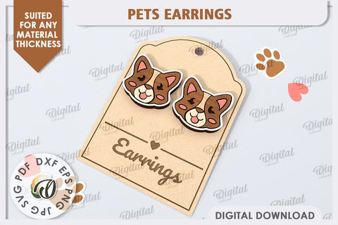 Dogs Earrings Laser Cut. Pets Earrings. Animals Earrings SVG SVG Evgenyia Guschina 