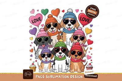 Dogs Hearts Balloons Love Sublimation Png Sublimation Designangry 