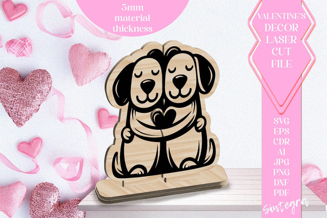 Dogs Love Valentine Ornament Laser Cut SVG v2 SVG Sintegra 