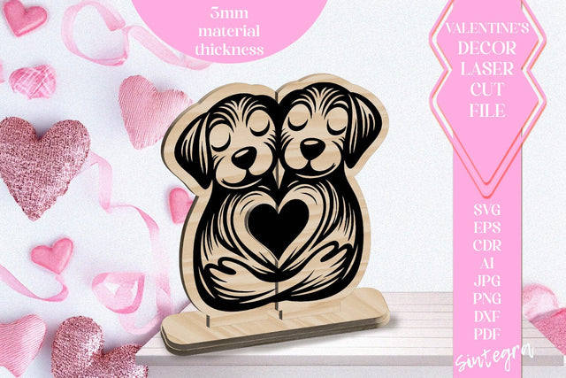 Dogs Love Valentine Ornament Laser Cut SVG v3 SVG Sintegra 