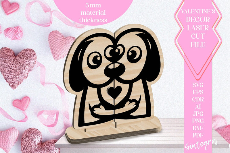 Dogs Love Valentine Ornament Laser Cut SVG v4 SVG Sintegra 