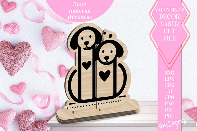 Dogs Love Valentine Ornament Laser Cut SVG v5 SVG Sintegra 
