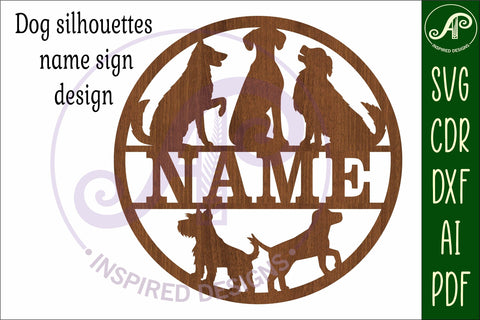 Dogs silhouette name sign svg laser SVG APInspireddesigns 