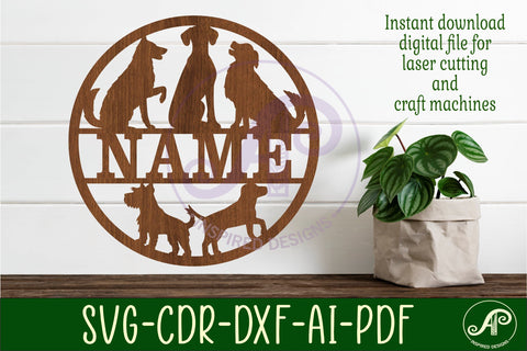 Dogs silhouette name sign svg laser SVG APInspireddesigns 