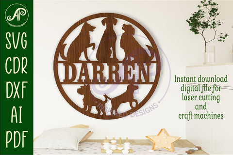 Dogs silhouette name sign svg laser SVG APInspireddesigns 