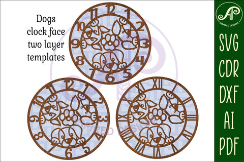 Dogs wall clock laser cut files, SVG file. vector SVG APInspireddesigns 