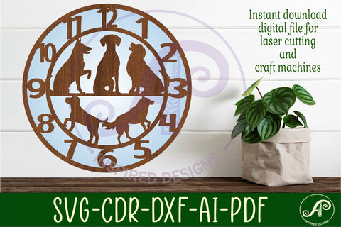 Dogs wall clock laser cut files, SVG SVG APInspireddesigns 