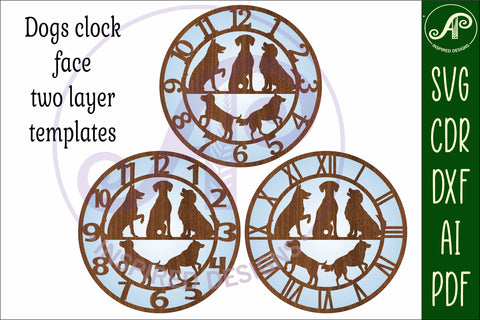 Dogs wall clock laser cut files, SVG SVG APInspireddesigns 