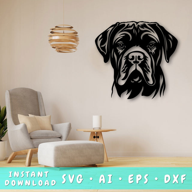 Dogue de Bordeaux Laser SVG Cut File, Dogue de Bordeaux Glowforge File, Dogue de Bordeaux DXF, Dogue de Bordeaux Wall Art SVG SVG HappyDesignStudio 