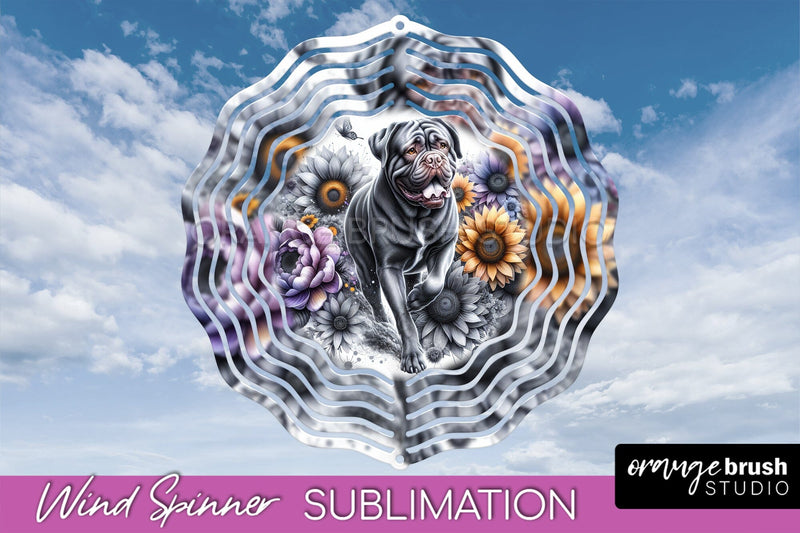 Dogue de Bordeaux Wind Spinner, Dog Mom Floral Wind Spinner Sublimation Sublimation OrangeBrushStudio 